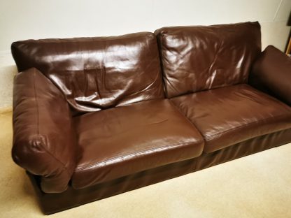 Brown 4 Seater Leather Sofa - Image 2
