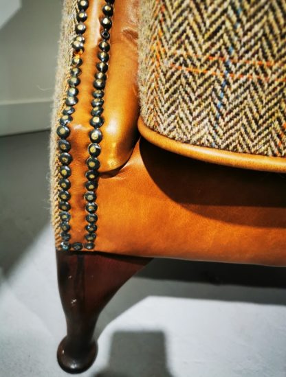 Leather & Tweed Armchair - Image 7
