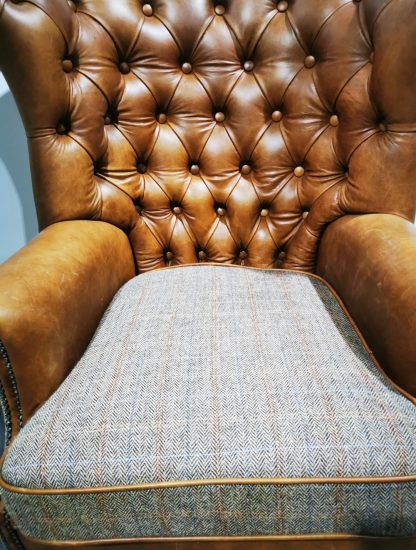 Leather & Tweed Armchair - Image 3