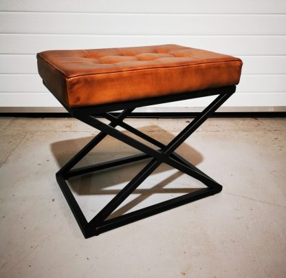 Tan Leather Ottoman