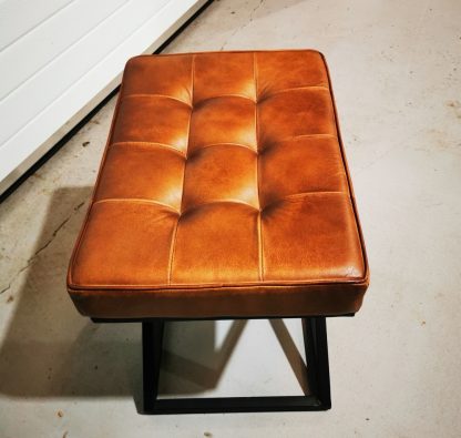 Tan Leather Ottoman - Image 4