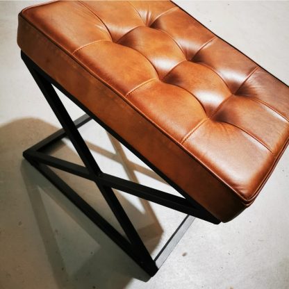 Tan Leather Ottoman - Image 3