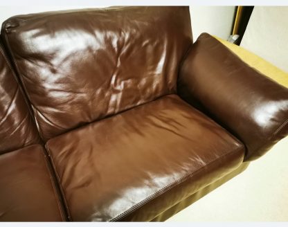 Brown 4 Seater Leather Sofa - Image 4