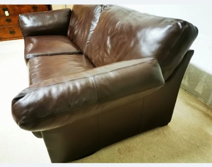 Brown 4 Seater Leather Sofa - Image 6