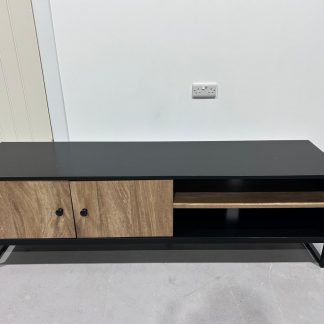 Black with Wood Tv Stand