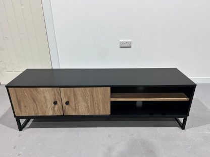 Black with Wood Tv Stand