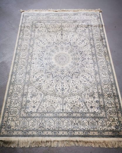 Cream, Light Grey and Blue Rug