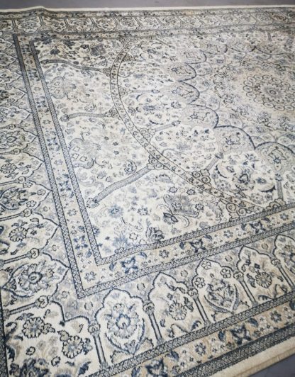 Cream, Light Grey and Blue Rug - Image 4