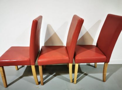 3x Red Faux Leather Dining Chairs - Image 3