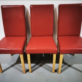 3x Red Faux Leather Dining Chairs