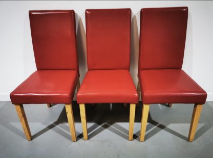 3x Red Faux Leather Dining Chairs