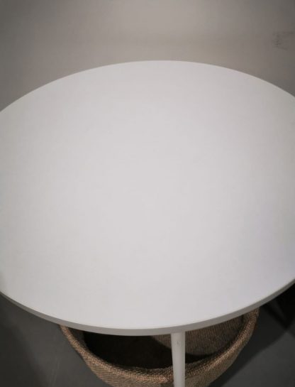 2x White VASAGLE Round End Tables with Fabric Basket - Image 7