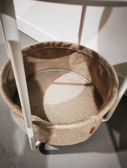 2x White VASAGLE Round End Tables with Fabric Basket - Image 5