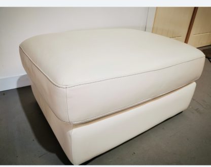 White Leather Footstool - Image 3