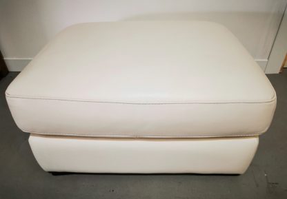 White Leather Footstool - Image 2