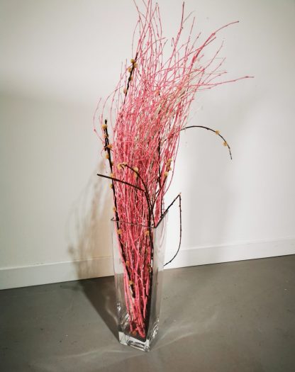 Glass Vase with Pink Decoration