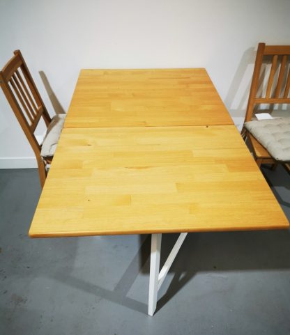 Ikea PINNTORP drop Leaf table with two chairs and cushion pads. - Image 3