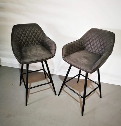 Pair Of Dark Grey Bar Stools - Image 2