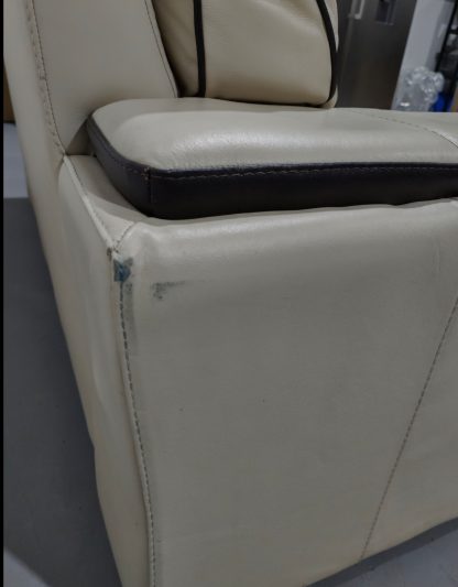 Cream Two Seater Sofa With Brown Piping - Image 6
