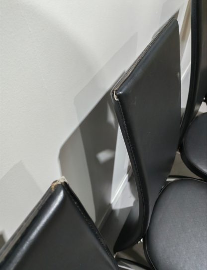 Black Faux Leather Dining Chairs - Image 5
