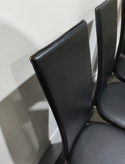 Black Faux Leather Dining Chairs - Image 4