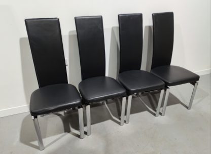 Black Faux Leather Dining Chairs - Image 2