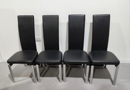 Black Faux Leather Dining Chairs - Image 3