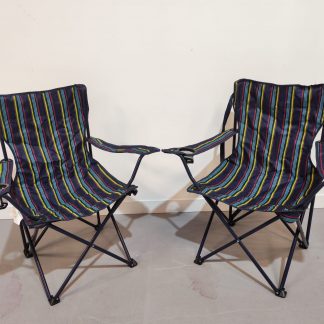 2x Striped Camping Chairs