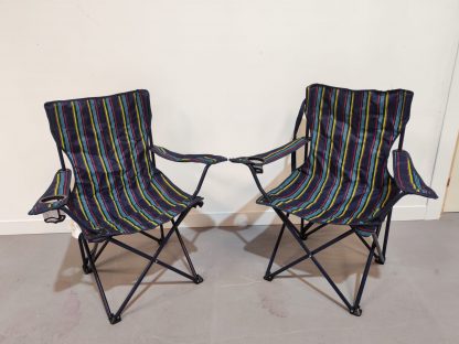 2x Striped Camping Chairs